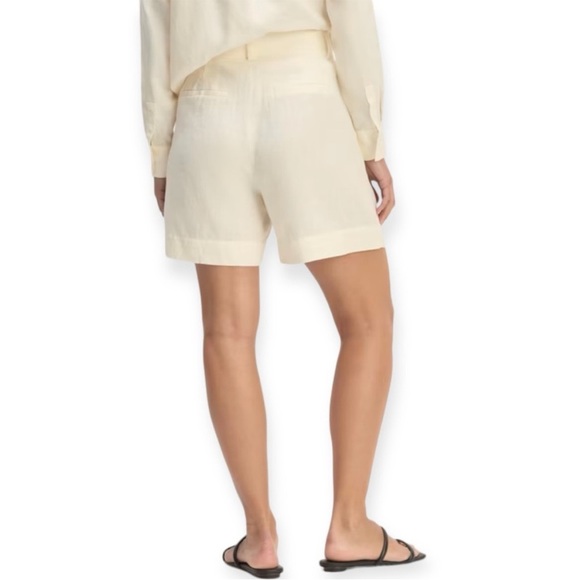 Everlane The Linen Way High Drape Shorts cream white ecru size 6 small - Picture 3 of 10